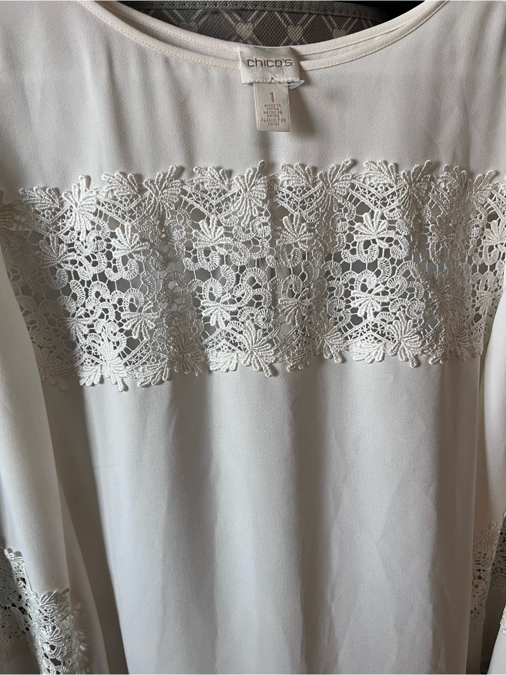 Chico's White Floral Lace Panel Top - Picture 5 of 11